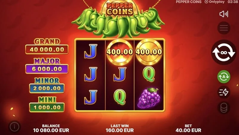Pepper Coins – bonusa monētas Hold and Win raundā