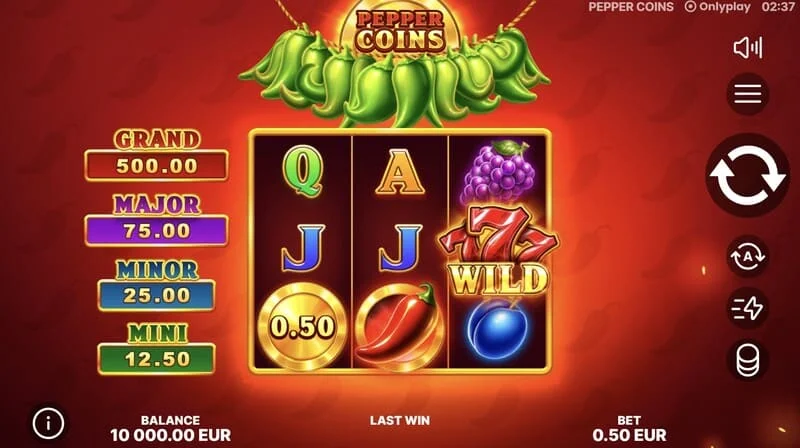 Pepper Coins – Wild simbols uz ruļļiem